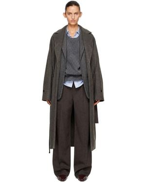 Ssstein Doeskin Oversized Peak Lapel Chester Coat - Black