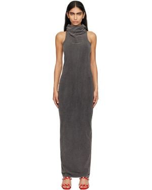 T By Alexander Wang Robe Longue Grise À Col Bénitier Et À Dos Nageur - Noir