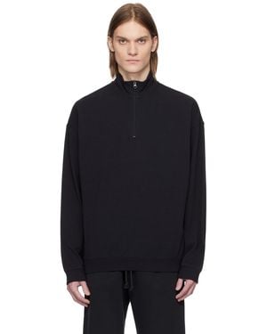 Skims Jersey Lounge Relaxed Quarter Zip Sweatshirt - Black