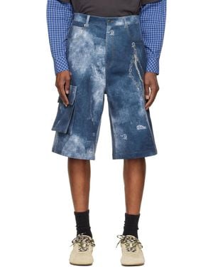 we11done Trompe L'Oeil Cargo Shorts - Blue