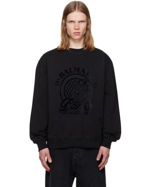Balmain Quilted Flock Sweatshirt - Black