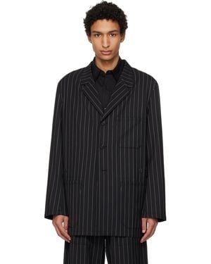 Y-3 Pinstripe Refined Wool Chore Blazer - Black