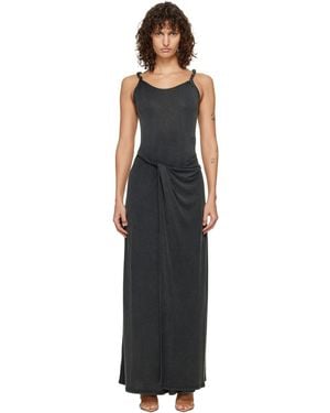 DIESEL Jersey Twisted Details Maxi Dress - Black