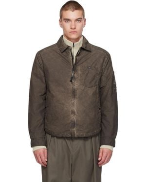 C.P. Company Flatt Nylon Lens Padded Zipped Overshirt - Brown