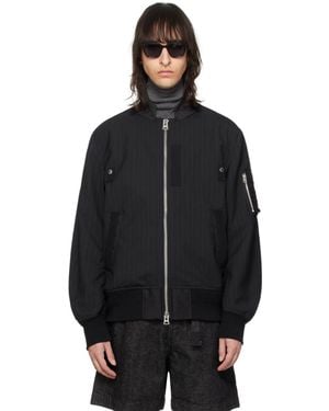 Sacai Navy Striped Bomber Jacket - Black