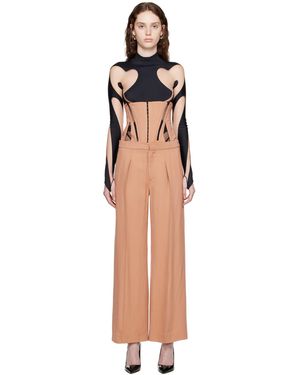 Mugler Tan Tailored Trousers & Corset Set - Black