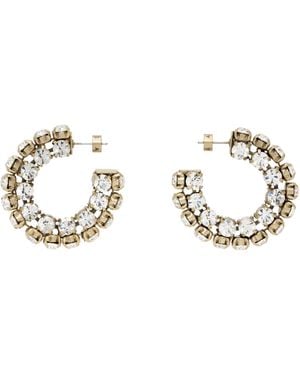 Area ゴールド Small Crystal フープピアス - ブラック