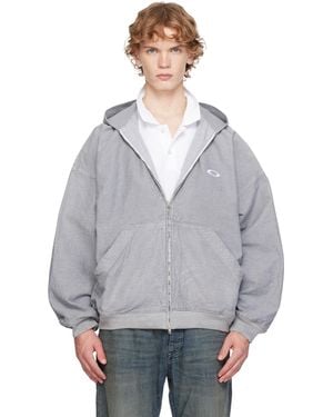 Balenciaga Denim Logo Hoodie - Grey