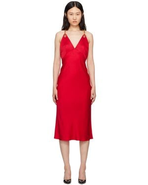 Moschino Red Chains & Hearts Midi Dress