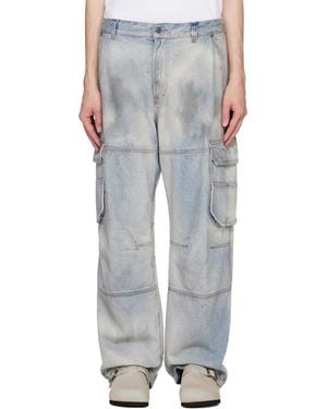 DIESEL ブルー D-fish デニム カーゴパンツ - ホワイト