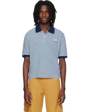 Marni Striped Linen Blend Polo - Blue
