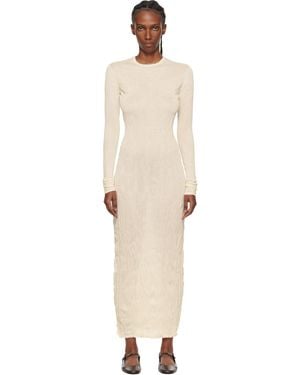 TOTEME Crinkled Knit Long-Sleeve Midi Dress - Black