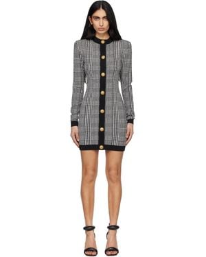 Balmain Long Sleeve Prince Of Wales Minidress - Black