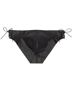 Ludovic de Saint Sernin Side Laced Leather Briefs - Black