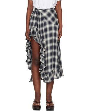 Collina Strada Jupe Midi Florist Noir Et Blanc En Flanelle Légère