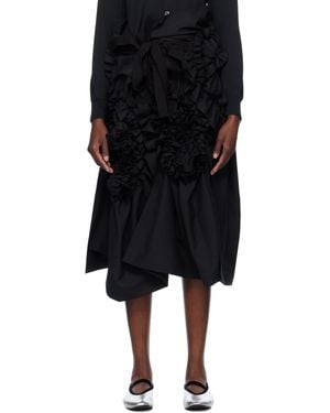 Tao Comme Des Garçons Yarn Dyed Wool Polyester Tropical Midi Skirt - Black