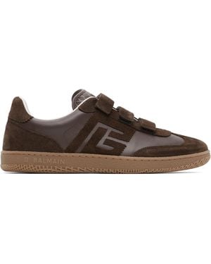 Balmain Swan' Suede Trainers - Brown