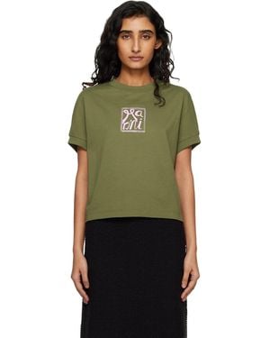 Marni Logo Flame Print Jersey T-Shirt - Green