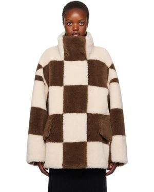 Stand Studio Off-white & Brown Dani Faux-fur Jacket - Natural