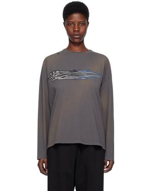 we11done Gray Printed Long Sleeve T-shirt - Black