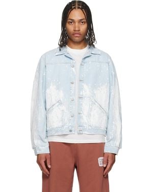 MM6 by Maison Margiela Paint Splatter Denim Jacket - Blue