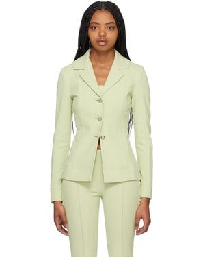 Ganni Green Notched Lapel Blazer - Multicolour
