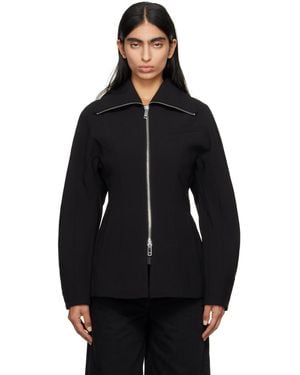 Ganni ボンディング クレープ コート ブラック | Lyst