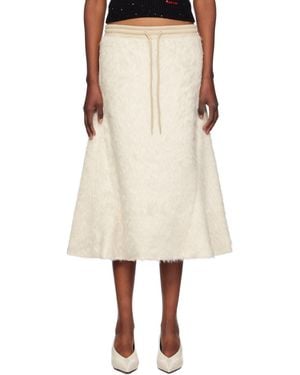 OPEN YY Shaggy Faux-Fur Midi Skirt - Natural