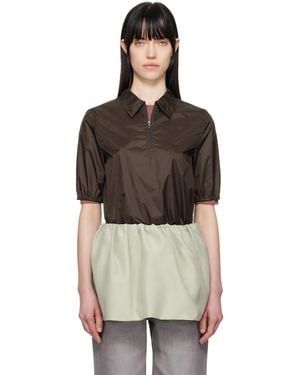 Amomento Sheer Half Zip-Up Polo - Black