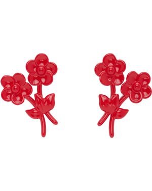ShuShu/Tong Yvmin Edition Painted Double Flower Stud Earrings - Red