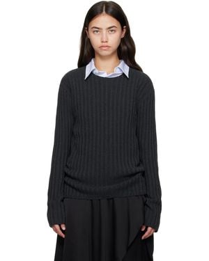 Acne Studios Ribbed Crewneck Knit Sweater - Black