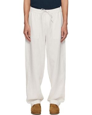 Merz B. Schwanen Off- Drawstring Worker's Linen Trousers - Black