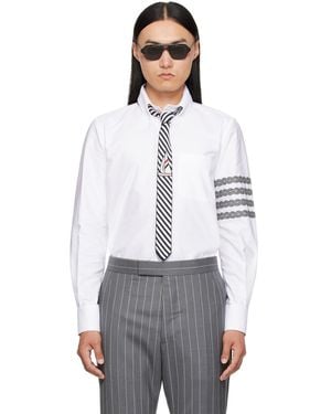 Thom Browne 4-Bar Unraveling Cable Stitch Shirt - White