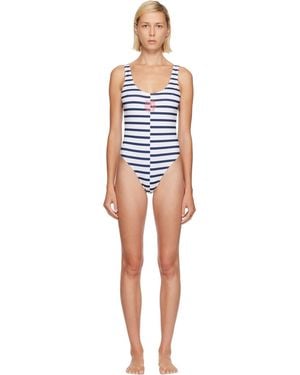 Jean Paul Gaultier 'The Asymmetric Marinière' Swimsuit - Blue