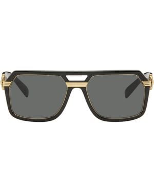 Versace Lunettes De Soleil Aviateur Rétro Noires