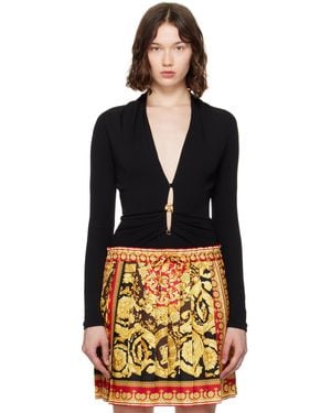 Versace ブラック Safety Pin ドレープ フィット ボディスーツ