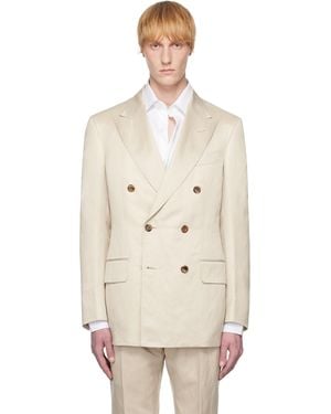 Tom Ford ベージュ Atticus シルクリネン ツイル ダブルジャケット - ナチュラル