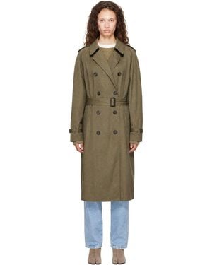 Maison Margiela Khaki Double-Breasted Trench Coat - Green