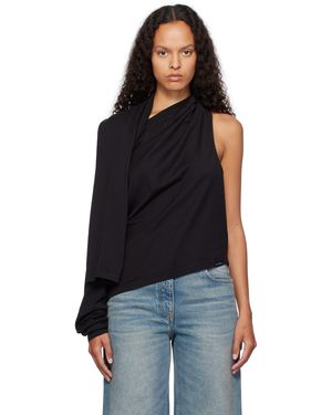 Courreges Asymmetric Off Shoulder T-Shirt - Black