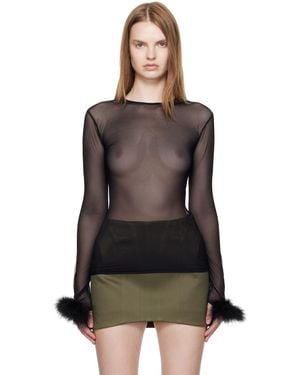Mugler Marabou Mesh T-Shirt - Black