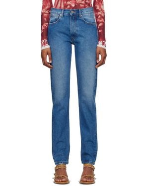 Jean Paul Gaultier ブルー ロゴプリント ジーンズ
