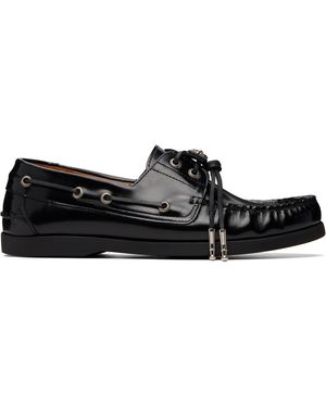Toga Virilis Chaussures Bateau Noires En Cuir