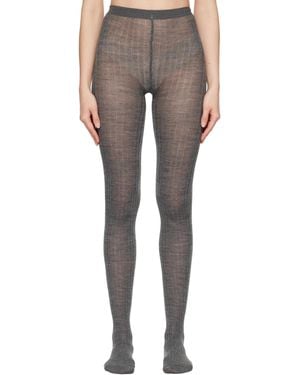 Jil Sander Ribbed Wool Tights - Grey