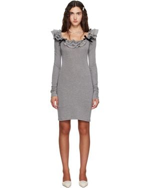 ShuShu/Tong Lace Trim Stretch Fitted Minidress - Grey