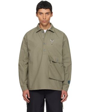 Reese Cooper Khaki Cotton Ripstop Pullover Cargo Shirt - Multicolour