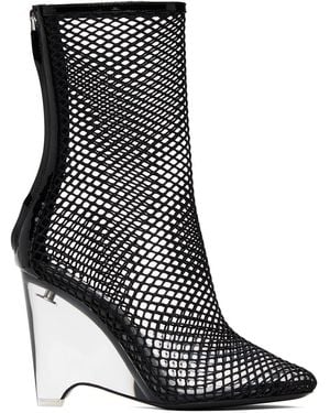 Alaïa La Cage Mesh And Pu Wedge Ankle Boots - Black