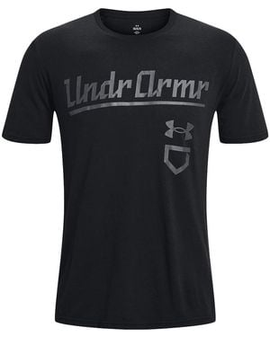 Under Armour Baseball Script T-Shirt 1377613 001" - Black