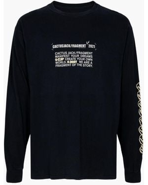 Travis Scott Logo L/s "cactus Jack X Fragment" - Black