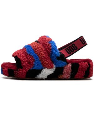 UGG Fluff Yeah Slide "Cali Collage" 1118164" - Red