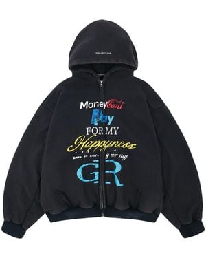 PROJECT G/R Happiness Zip-Up Hoodie Pgr003" - Black